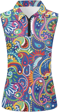 Women's Golf Shirts Sleeveless with Collar Moisture Wicking Tennis Tank Tops Athletic Shirt Golf Activewear Small Vintage Flowers