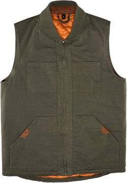 Lisskolo Men's Quilted Lined Vest Washed Canvas Winter Warm Outdoor Hunting Work Utility Travel Vest Jacket Medium Army Green