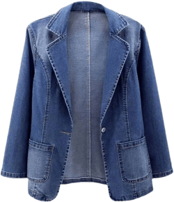 Women's Denim Jacket Dressy Casual Blazer Collar Open Front Jeans Coats Plus Size Button Cowgirl Outwear Fall Outfits
