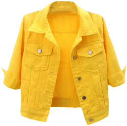 Roquorl Denim Jacket Women's Top Solid Color Cropped Slim Fit Vintage Three-Quarter Sleeve Jacket X-Large Yellow