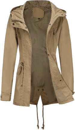 JEsilunmaMY Women's Lightweight Military Anorak Jackets Safari Hoodie Utility Drawstring Coat Windproof Windbreaker Raincoats Medium Khaki