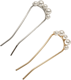 Leadigol 2PCS Pearl U Shape Hair Fork,Elegant Hair Pin Pearl Hair Stick Metal Chignon Pins Pearl Hair Clips for Women