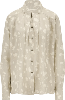 Oversized Floral Print Silk Shirt | Beige