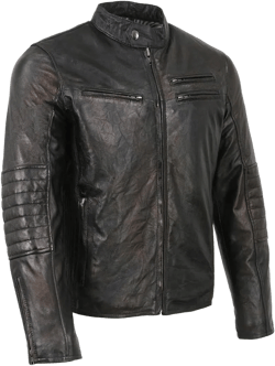 Milwaukee Leather SFM1809 Men's Two-Tone Euro Collar Cafe Style Leather Jacket X-Large Black