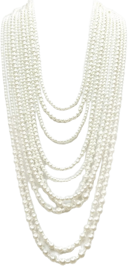 Women's Ten Multi-Strand Faux Pearl Statement Necklace and Earrings Set in Cream Color : Clothing, Shoes & Jewelry