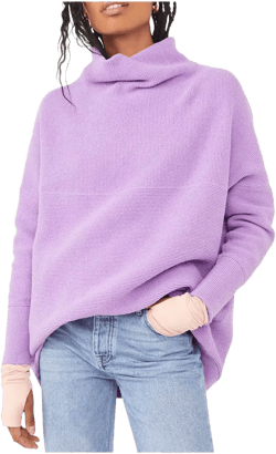 Free People Women's Ottoman Slouchy Ribbed Tunic Sweater Glowing Grape Small