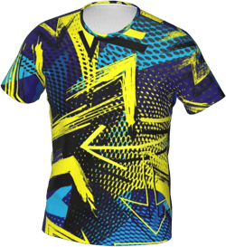 Unisex T-Shirt Print Graphic Tee 3X-Large Blue Yellow Lightning