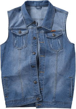 Men's Casual Button Up Denim Vest Vintage Sleeveless Jeans Vest Jacket Light Blue Medium