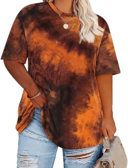 TIYOMI Women Plus Size Tops Basic Summer Shirts Short Sleeve Crewneck Tunics Casual T-Shirt Loose Fits XL-5XL at Amazon Women’s Clothing store