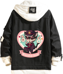 ISaikoy Anime Toilet Bound Hanako Kun Denim Jacket Yashiro Nene Long Sleeve Jeans Sweatshirt Sweater Hoodie XX-Small Black 4
