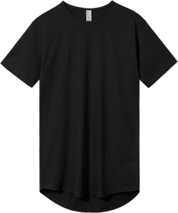 Allsense Men’s Hipster Cotton Crew Neck T-Shirt – Short-Sleeve Long Curved Hem Tee Large Black