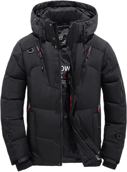 Men's White Duck Down Jacket Warm Hooded Thick Puffer Jacket Coat Male Casual Overcoat Thermal Winter Parka Men Small Black 1