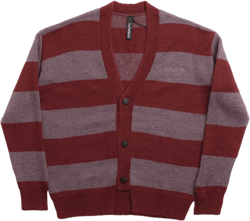 No Problemo Striped Mohair Oversized Cardigan - Burgundy Multi