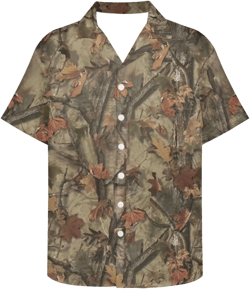 doginthehole Men's Hawaiian Short Sleeve Button Down Shirt Summer Tropical Flower Parrot Print Beach Aloha Party Wear Shirt XX-Small Branch Forest Camouflage
