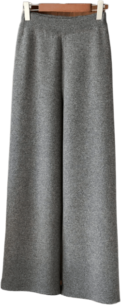 Winter/Fall for Women's Casual High Waist Trousers Australian Wool Wide Leg Pants Small Mid Grey