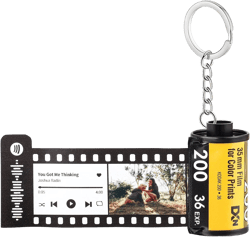 JewelOra Custom Photo Keychain with Spotify Code Personalized Photo Camera Film Roll Keychain with Reel Album Gift for Women 15 Photos