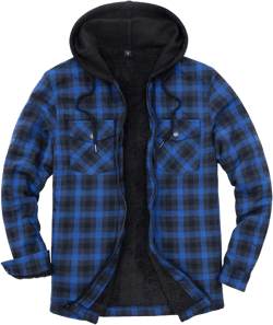 ZENTHACE Mens Sherpa Lined Flannel Shirt Jacket with Hood,Plaid Shirt-Jac,all Sherpa Lining XX-Large Dark Blue