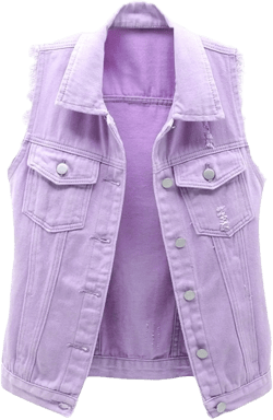 Womens Denim Vest Jacket Sleeveless Washed Ripped Crop Jacket Candy Color X-Small Purple