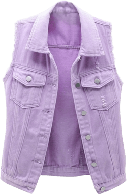 Women's Plus Size Denim Vest with Two Chest Flap Pockets Sleeveless Jackets Frayed Hem Cargo Trucker Jean Vest 3X-Large Purple