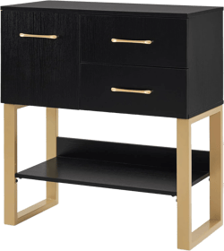 BarberPub Beauty Barber Station, Spa Wall Mount Storage Cabinet, Styling Salon Equipment for Hair Stylist, Bathroom Dresser with Drawers & Shelf 3185 (Black)