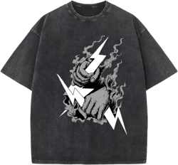 Amorie Zeus-Mens Cotton Wash Solid Oversized T-Shirts for Streetwear Graphic Tees Baggy Hip Hop Unisex Tee Tops