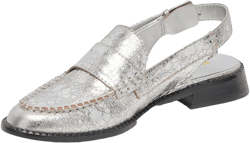 YDN Women Buckle Slingback Pumps Slip On Loafers Block Low Heels Closed Round Toe Dressy Shoes Office Size 4-16 US 10 Silver