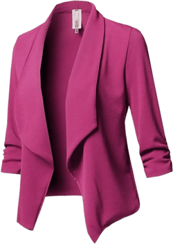 Blazers for Women Business - Womens Casual Ruched 3/4 Sleeve Open Front Tops Lightweight Work Office Blazer Jackets Large Hot Pink