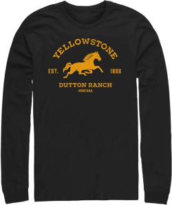 Men's Yellowstone Dutton Ranch Horse Logo  Long Sleeve Shirt - Black - Medium