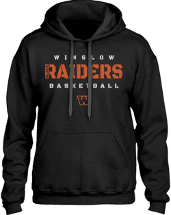 Winslow Black Raiders Basketball - Stencil Text Logo - Cozy & Warm Premium Hooded Sweatshirt (Unisex Hoodie)