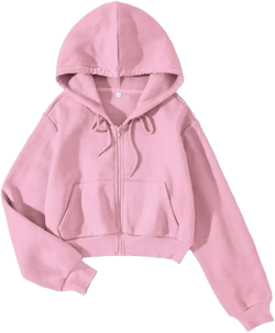 Sdencin Women Long Sleeve Zip Up Cropped Fleece Hoodie Workout Casual Solid Pocket Drawstring Hooded Sweatshirt Jacket Large Pink