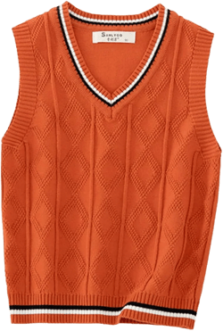 Unisex Boys Girls Casual V-Neck Sweater Vest Coat Knitted Sweater School Uniform Vest Sleeveless Crochet Waistcoat 7-8 Years Orange