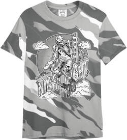 Dunkare Shirt to Match Retro Wet Cement 4s Graphic Tee - Slash Skeleton Colored All Over Print Unisex Shirt