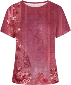 Womens Summer Tops for Women Short Sleeve Flowered Floral T Shirts Cute Shirts Vintrage Graphic Tees Casual Ladies Blouses