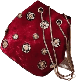 HUFFA Women's Shoulder Bags Bucket Bag Elegant Velvet Handbag Tote Crossbody Bag with Golden Chain Shoulder Strap (Color : Red)