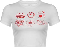 Baby Tees for Women Y2k Short Sleeve Crop Top Funny Graphic Summer T-Shirt Medium Milkcherry