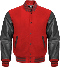 Mount Helicon Mens Green Genuine Wool blend and Leather Sleeves Light Weight Varsity Jacket Letterman Rib Knitting Bomber 3X-Large Red Black