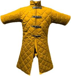 THICK PADDED COSTUME DRESS SCA LARP GAMBESON LEATHER TRIMMING JACKET QUILTED COTTON 4X-Large Yellow