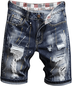 Men's Vintage Ripped Denim Shorts Summer Casual Distressed Straight Leg Jean Shorts Fashion Short Jeans (Blue 2,31)