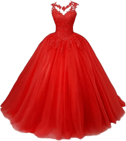 Women's Tulle Prom Dresses Long Appliques Beaded Quinceanera Dress for Teens Ball Gown Formal 16 Red