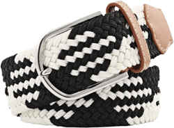 Mixed Color Woven Braided Stretch Belts for Men & Women Elastic Canvas Woven Belts for Jeans Pants Black-white3 107cm