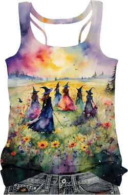 MHTOR Wild Sunflower Racerback Women's Sleeveless Workout Loose Fit Summer Casual Front and Back Cute Printed Tank top Small Z-as Shown