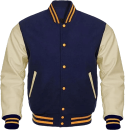 Griffins Varsity Letterman Baseball Bomber Jackets Genuine Leather Sleeves & Multi Wool Color Options 4X-Large Navy Cream Gold Stripes