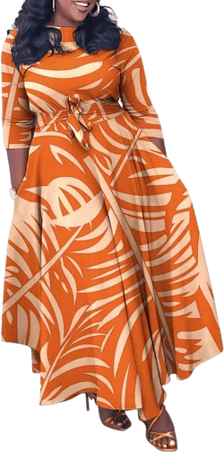 Women's Long Sleeve Casual Plus Size Church Dress Floral Maxi African Dresses (Yellow White, 4XL) : Clothing, Shoes & Jewelry