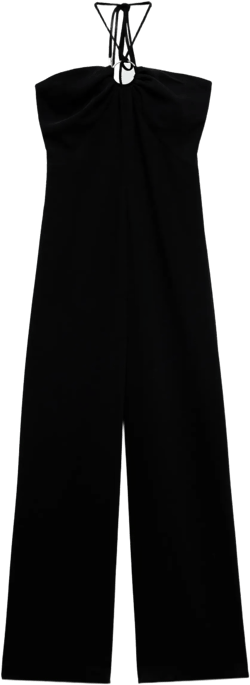 Halter-neck jumpsuit with ring