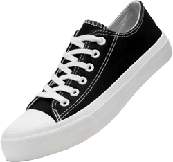 LUMUBBY Women's Canvas Fashion Sneakers, Red, Casual, Walking, Flat Sole, Lace-Up, All Seasons