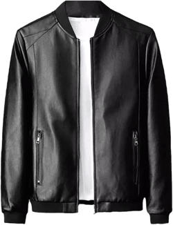 Maiyifu-GJ Men's Casual Zip Up Slim Bomber Faux Leather Jacket Motorcycle Biker Jackets Fashion Leather Jackets Coat Blacka3 Large
