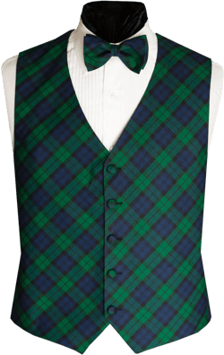 Black Watch Plaid Tuxedo Vest and Bow Tie