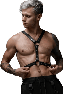 Men Leather Chest Harness, Men's accessories, Adjustable Harness Belt Black & Red, Harness for Men Fetishwear for Men Gift for Him Boyfriend