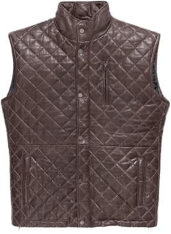Quilted Brown Leather Vest For Men, Handmade Lambskin Leather Sleeveless Jacket, Vintage Mens Leather Vest, Utility Outerwear, Gift For Him