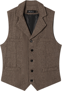 Classic British Wool Vest, Men Casual Woolen Waistcoat, Spring Autumn Woolen Tweed Vest, Collar Woolen Waistcoat with Multiple Pockets